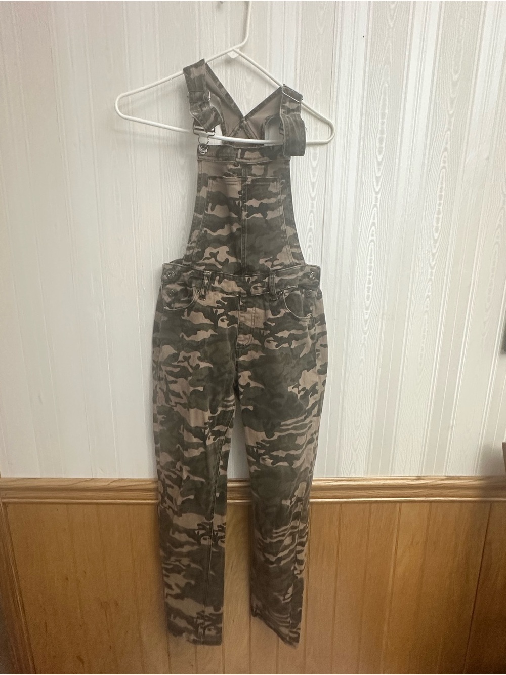Encore Jeans Women's Camo Overalls in Green & Brown